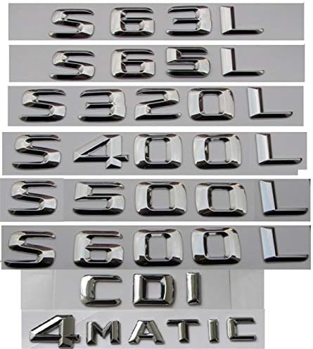 Chrome Trunk Letters Badge Emblem Emblems S55 S63 AMG S400L S500 S500L S600L S320L V8 BITURBO 4MATIC HYBRID(S63)