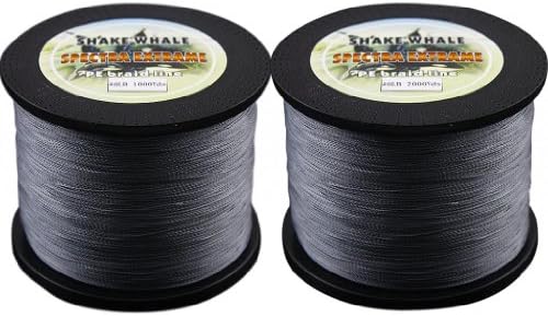 Shake Whale 100-Percent PE Good Quality Briad Fishing Line 40LB 3000Yards Gray 1Pcs 1000Y and 2000Y