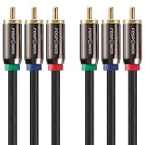FosPower [3 FT] 3RCA Male to 3RCA Male RGB Plugs, YPbPr Component Video Connectors Cable for DVD Players, VCR, Camcorder, Projector, Game Console and More - (Red, Green, Blue)