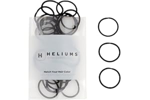 Heliums Small Hair Elastics - Black - 2.5cm Hair Ties For Fine Hair and Kids - 2mm Mini Ponytail Holders in Neutral Colors - 
