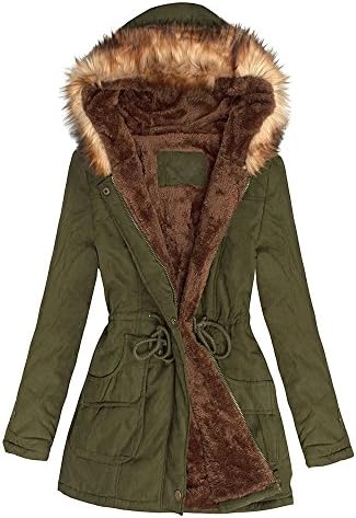 TINDERALA Womens Hooded Warm Winter Coats Faux Fur Lined Parkas