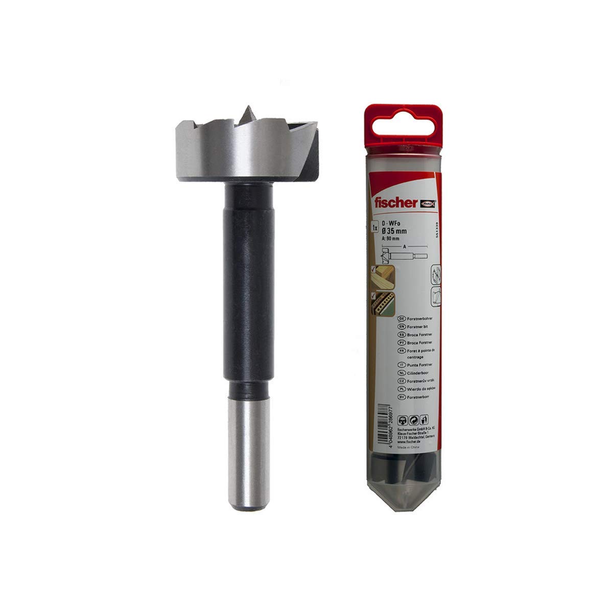 Fischer Forstner D-WFo 35mm Spiral Drill Bit with Centering Tip Ideal for Deep Holes in Soft Wood, Hardwoods and Beams, 551339