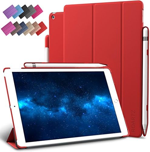 New iPad 9.7-inch 2018 Case Pencil Holder, ROARTZ Shockproof Slim-Fit Smart Rubber Folio Case Hard Cover Light-Weight Wake Sleep for Apple iPad 6th Generation Model A1893 A1954
