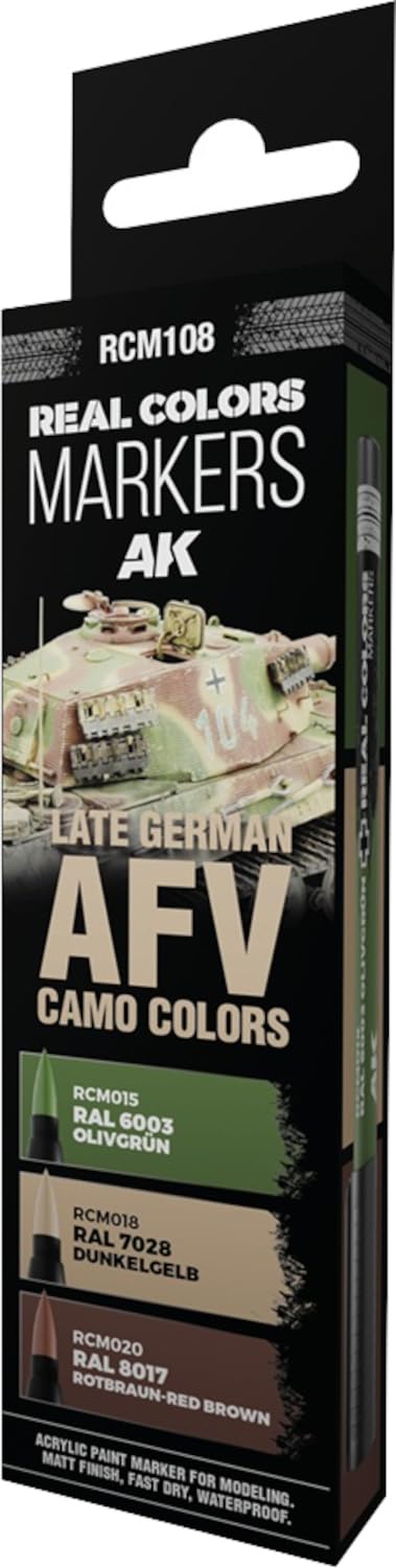 AK Real Colors Marker Set RCM108 Late German AFV CAMO Colors (3pcs)