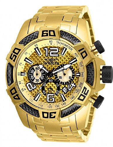 25854 - INVICTA Pro Diver Men 50mm Stainless Steel Gold Gold dial VD53 Quartz Watch