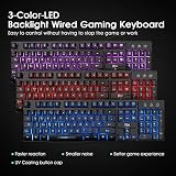Rii RK108 Gaming Keyboard and Mouse Set UK Layout Red Purple Blue Backlit view 3