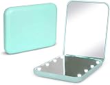 Kintion Pocket Mirror 1X/3X LED Lighted 2-Sided Compact Travel Mirror Cyan