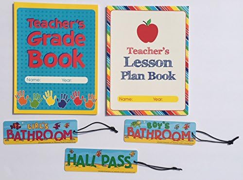 Teacher Grade Lesson Plan Book Teaching School Planner Student Hall Passes Classroom Homeschool Supplies Gifts 5 Piece Set …