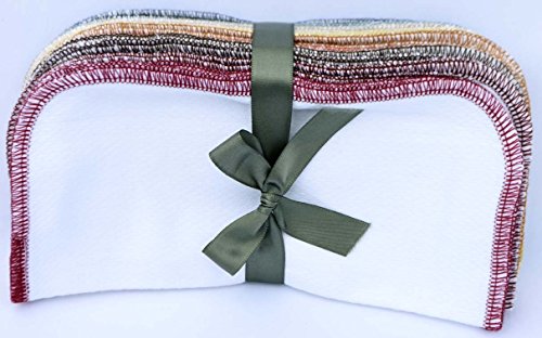 2 Ply Baby Wipes or Napkins. Earthtones - Double Thick White Birdseye Cotton Little Wipes 8x8 inches Set of 20