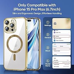 Humixx Magnetic for iPhone 15 Pro Max Case Clear