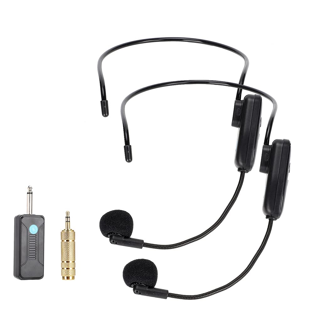 fasient Wireless Microphone Headset UHF, Microphone with Wireless Receiver for Teachers, Stable 50 M Wireless Transmission, 2 in 1 Headset and Handheld for Voice Amplifier, Guides, Speaker