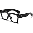 EYLRIM Square Frame Glasses for Women Men Fashion Thick Frame Blue Light Glasses Non Prescription Eyeglasses