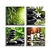 YPY Paintings Bamboo Green Pictures with SPA Zen Stone Candles Flower Print on Canvas Wall Art for Home Décor Bathroom Living Room Bedroom 12inchx12inchx4pcs