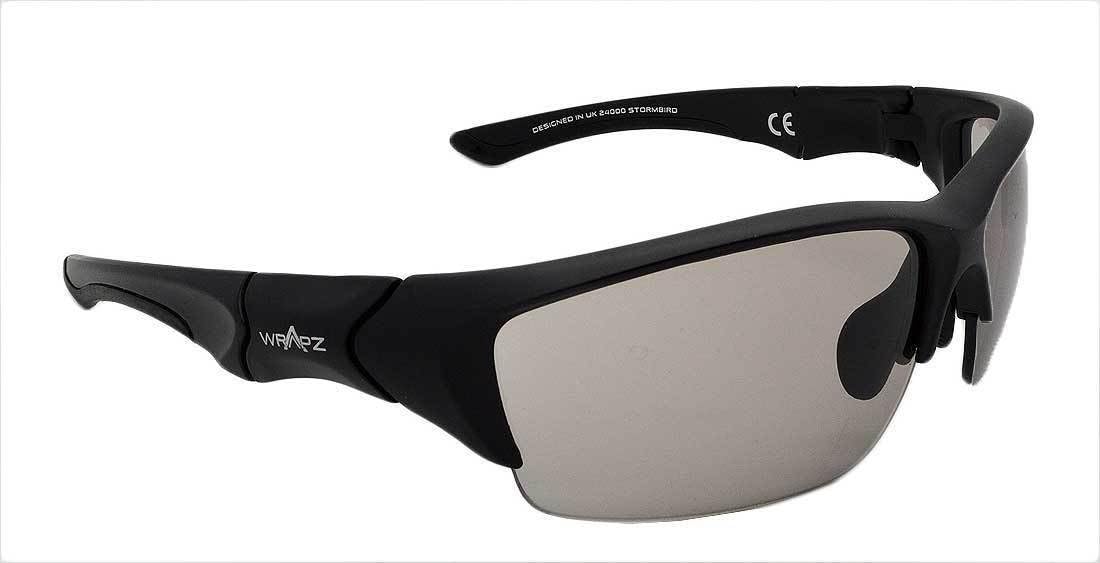 WrApz Stormbird Photochromic - Sports Sunglasses - Black TR90 Flex Frame with Transiton Lens - FREE Polishing Pouch