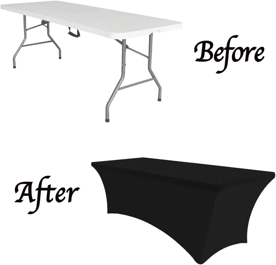 Eurmax 5Ft Rectangular Fitted Spandex Tablecloths Wedding Party Table Covers Event Stretchable Tablecloth (Black): Kitchen & Dining