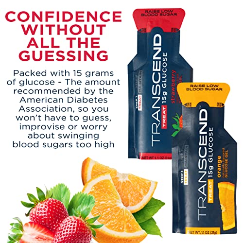 Transcend Glucose Gel Packs Strawberry & Orange, 50 Pack (1.1oz each