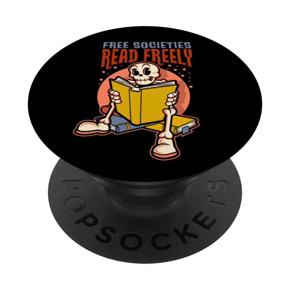 Free Societies Read Freely Skeleton Reading Banned Books PopSockets Swappable PopGrip