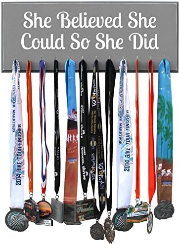 Runrilla Medal Hanger She Believed She Could So She Did - Asphalt - 12 Hooks