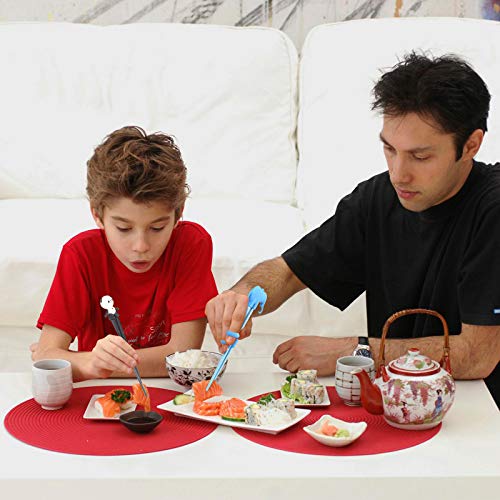 Training Chopsticks for Children Adults,LANMOK 4 Pairs Children's Chopsticks with Helpers Multi Animal Style Design Learning Chopstick Set Reusable Fun Helper for Kids Child Right or Left Handed - Thumbnail 3