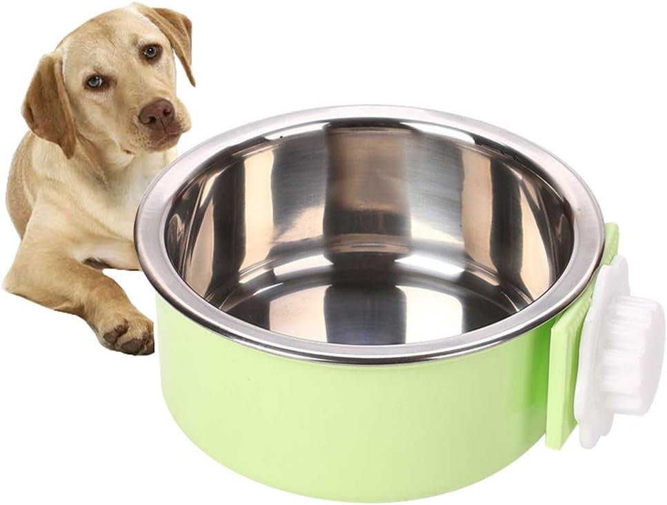 Luck Dawn Dog Crate Bowl, Stainless Steel Removable Cage Hanging Bowls with Bolt