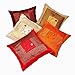 Indian Ethnic Hand Embroidery Decorative Silk Pillow Cushion Cover Set of 5 Pcs Size 16 X 16 Inches