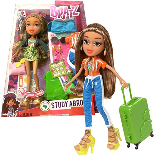 MGA Year 2015 Bratz Study Abroad Series 10 Inch Doll Set - YASMIN to Brazil with 2 Outfits, Suitcase, Purse, Bandana, Pineapple Charm and Hairbrush