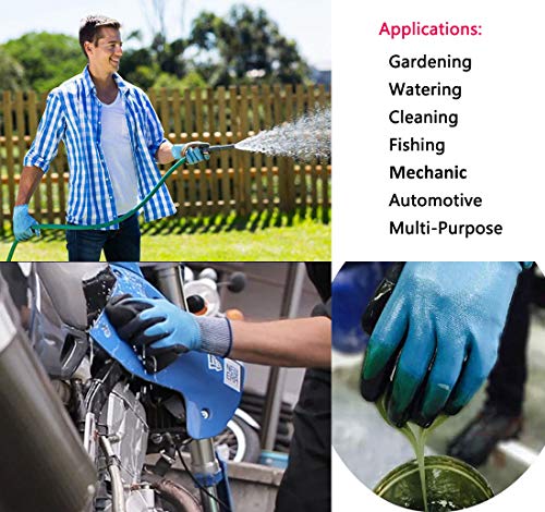 Waterproof Work Gloves 2 Pairs, Double Latex Coated Grip and Comfortable, Improved Dexterity for Outdoor Garden Watering Car Cleaning Multipurpose, Size for Men L, XL Hands -2 Pack - Thumbnail 4