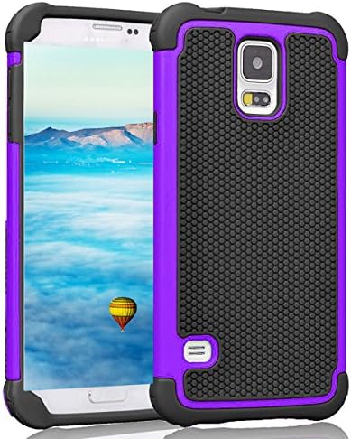 Galaxy S5 Case,Jaweke [Drop Protection] [Shock Proof] Soft TPU + Hard PC High Impact Hybrid Dual Layer Armor Heavy Duty Defender Rugged Protective Slim Case Shell For Samsung Galaxy S5(Black/Purple)