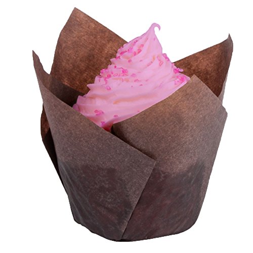 Tulip Cupcake Liners Baking Cups 200Pcs, (Brown) Fluted Style