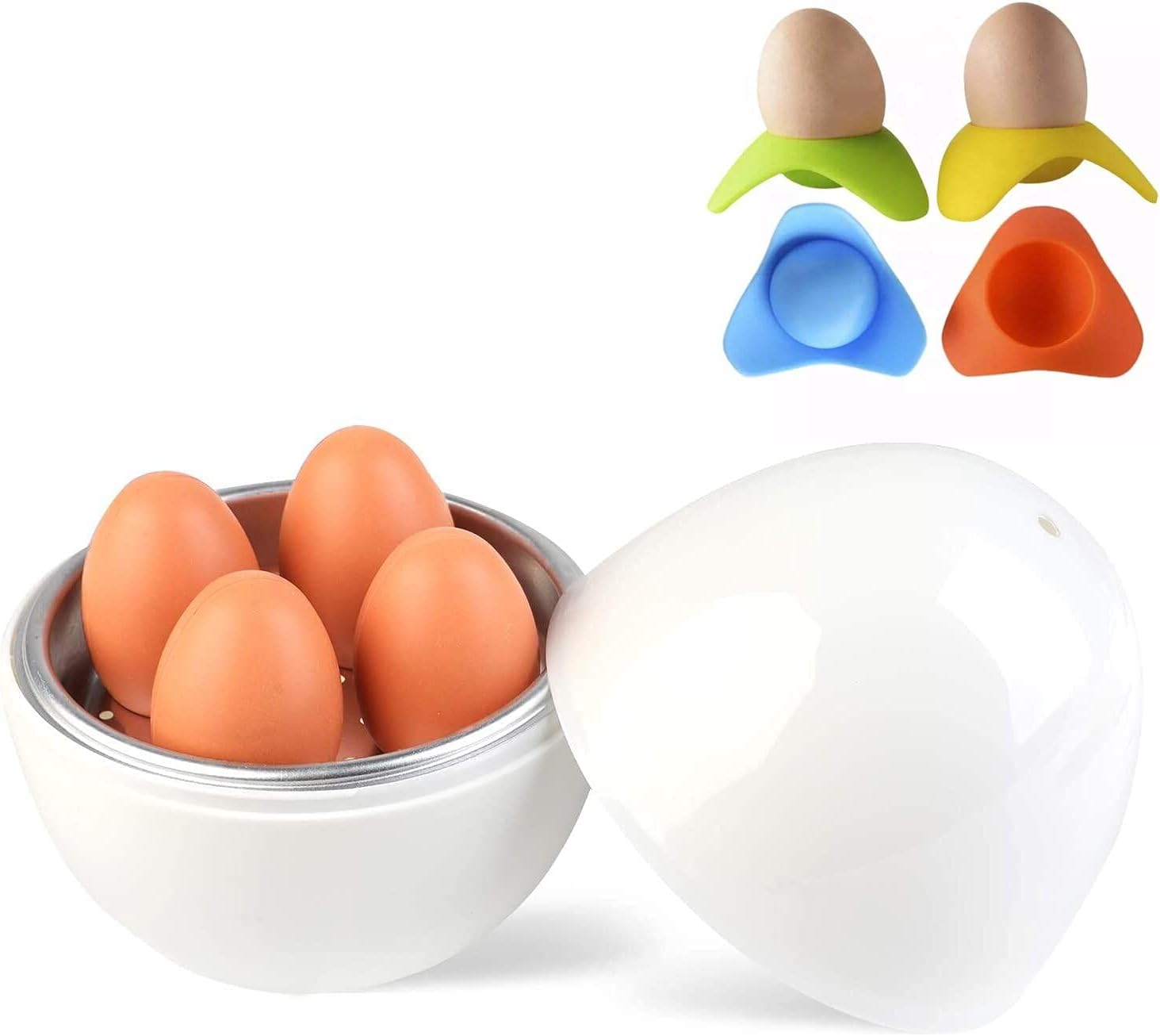 Microwave Egg Cooker Boiler + 4 Silicone Egg Cup Holders, Microwave