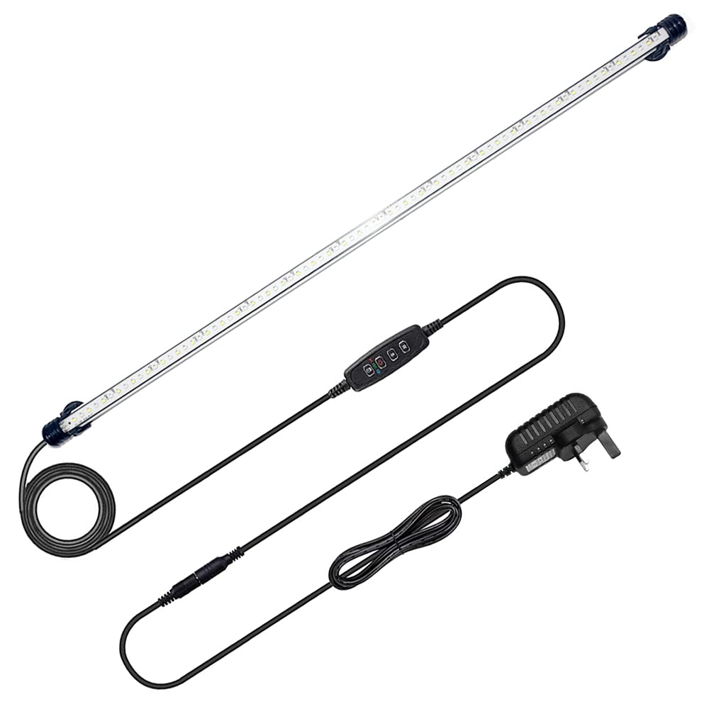 VARMHUS LED Aquarium Light, Color Changing Submersible Fish Tank Light with Timer for Sunrise and Sunset (71cm, Blue+White)