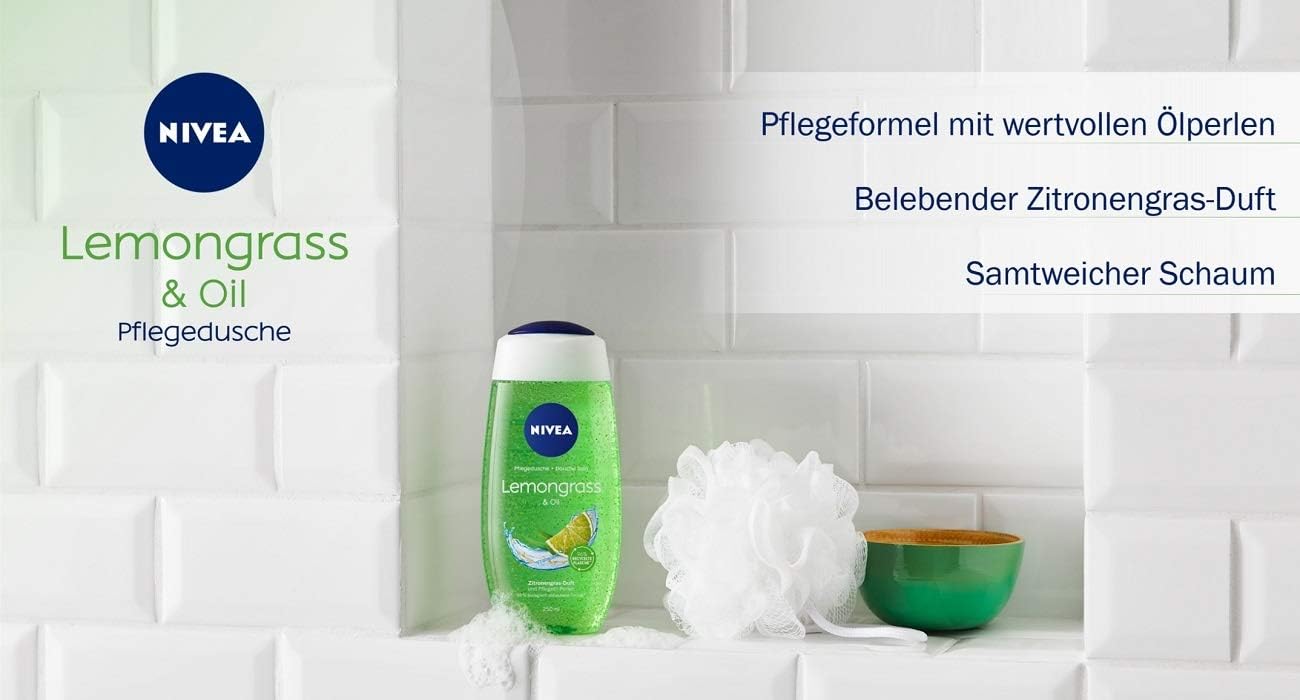 Nivea Lemongrass & Oil shower gel (250 ml), refreshing shower gel with nourishing oil pearls - Image 5