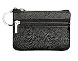 ETIAL Womens Genuine Leather Zip Mini Coin Purse w/Key Ring