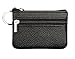 ETIAL Womens Genuine Leather Zip Mini Coin Purse w/Key Ring Black