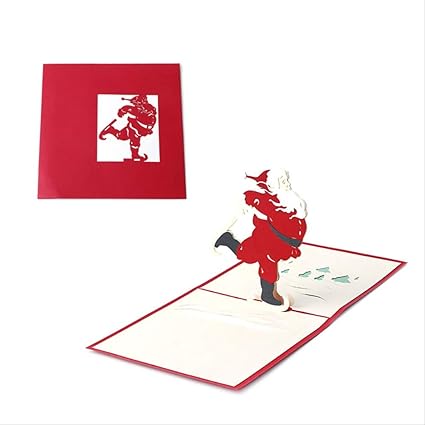 Merry Christmas Cards Handmade 3d Pop Up Biglietti D Auguri Babbo Natale Pattinaggio Inviti Per Feste Regali Per Festival Adatti Per Benedizioni Saluti 10 Pezzi Amazon It Cancelleria E Prodotti Per Ufficio