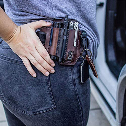 Linoni Taktischer Multitool-Halter aus Leder, EDC, Gürtelschlaufe mit Schlüsselhalter für Taschenlampe, Werkzeuge, Outdoor, Camping – Bild 8