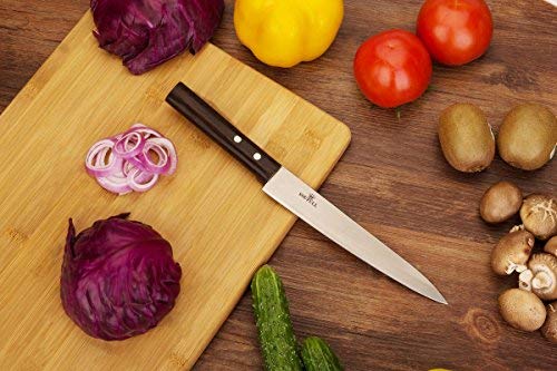 Professional Sashimi Sushi Knife,2/3 Tang Unbroken Soufull Japanese Surgical Grade stainless steel,325mm with Razor Sharp Blade, Gray Leather Wooden Handle with Double Riveted-Durable with Gift Box - Thumbnail 6