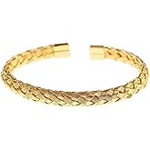 Jude Jewelers Stainless Steel Briaded Woven Style Open Cuff Bangle Bracelet
