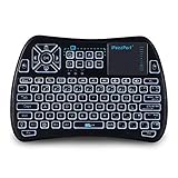 iPazzPort RGB Backlit Mini Wireless Keyboard with Touchpad Mouse and IR Learning TV Remote Combo, 2.4GHz USB Keyboard for Android TV Box, Nvidia Shield TV, Smart TV, Raspberry Pi, Black KP-810-61