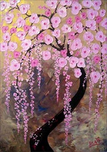 Karida DIY 5D Diamond Painting Kit Crystals Diamond Embroidery Rhinestone Painting Pasted Paint By Number Kits Stitch Craft Kit Home Decor Wall Sticker - Romantic Tree 30x40cm (Full Diamonds)