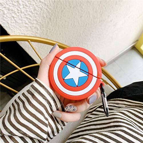ikazen 3D Funny Cartoon Silicone Protective Case Cover with Key Chain Clasp for Apple AirPods Pro / Airpods 3 (Captain…