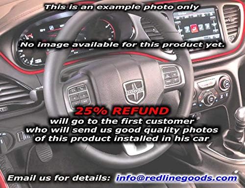 RedlineGoods steering wheel cover compatible with Dodge Dart 2012-17. Tailor made Genuine top-grade Italian Black suede (Alcantara) with Silver thread