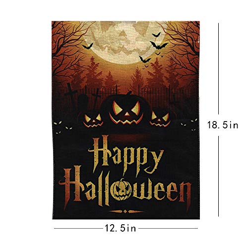 PINCHUANG Halloween Pumpkin Garden Flag, Double-Sided Yard Pumpkin Burlap Banner for Halloween Indoor and Outdoor Decoration(Not Include a Flag Pole)