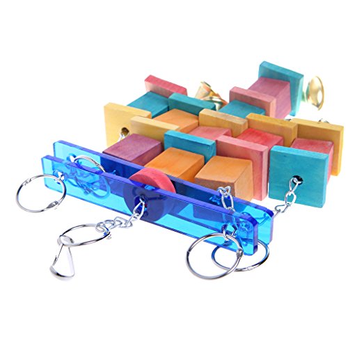 NNDA CO Pet Bird Parrot Parakeet Cockatiel Cage Hammock Swing Hanging Chew Wooden Toys,Wood+Acrylic,33cmx15cm/12.99''x5.9'', 1Pc