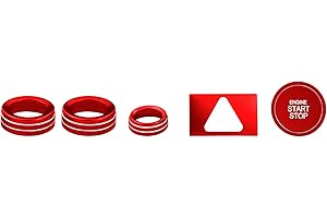 HDUFC for Hyundai Elantra 2021, 2022, 2023, 2024, 2025 Aluminum Accessories, Volume, air Conditioning, Start, Hazard Warning Signal Light Cover Interior Accessories (6pcs, red)
