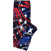 Lularoe TCTWO (TC2 fits Sizes 18-26 Navy Blue Red White Shooting Stars Americana Womens Adult Leggings 18-26 9058-B