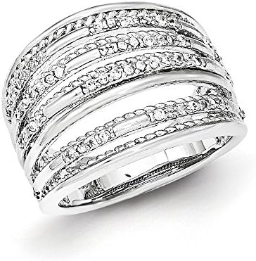 Sterling Silver CZ Rope Multi Row Ring, 6