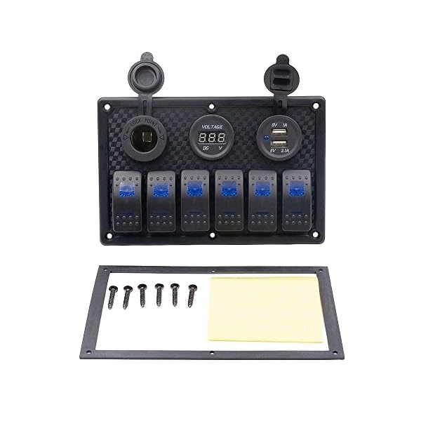 DCFlat-5-Pin-6-Gang-Car-Marine-Boat-Circuit-RV-LED-Rocker-Switch-Panel-Breaker-Voltmeter-USB-style3