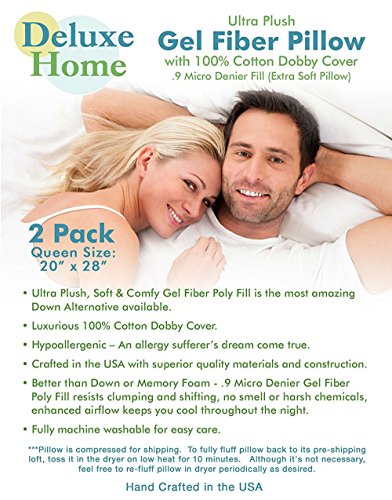 Gel Fiber Pillows Ultra Plush Down Alternative Pillows Super