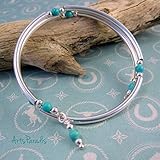 Southwestern Turquoise Natural Stone and Sterling Silver-Plated Wrap Bracelet by ArtsParadis